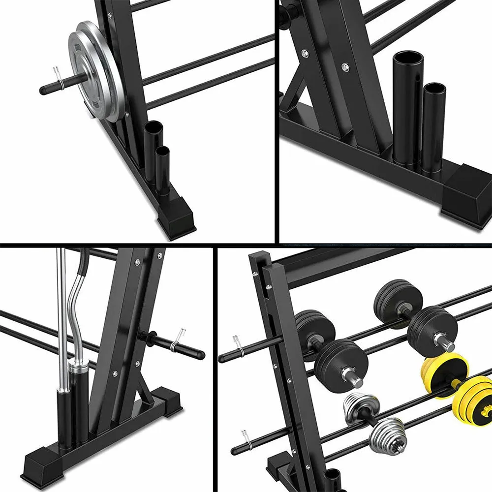 3-Tier Weights and Barbell Storage Rack | Barbell Dumbbell Kettlebell Weight Plate