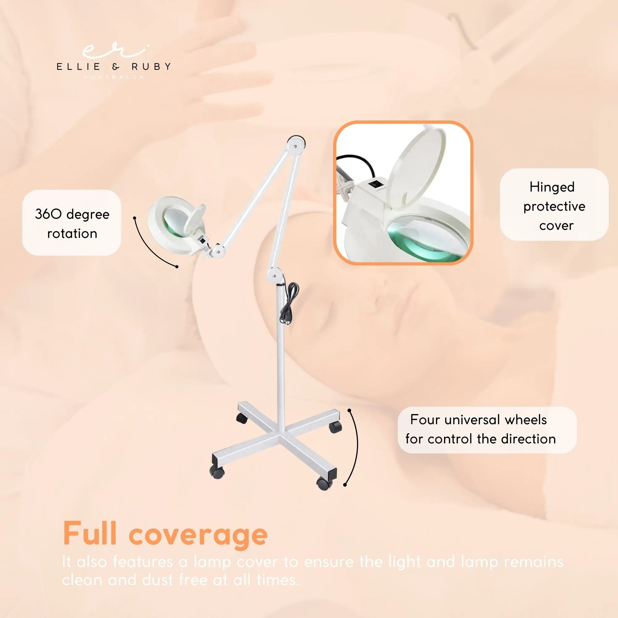 5x Magnifying Lamp | Fluorescent Salon Light | Glass Beauty Floor Stand Magnifier