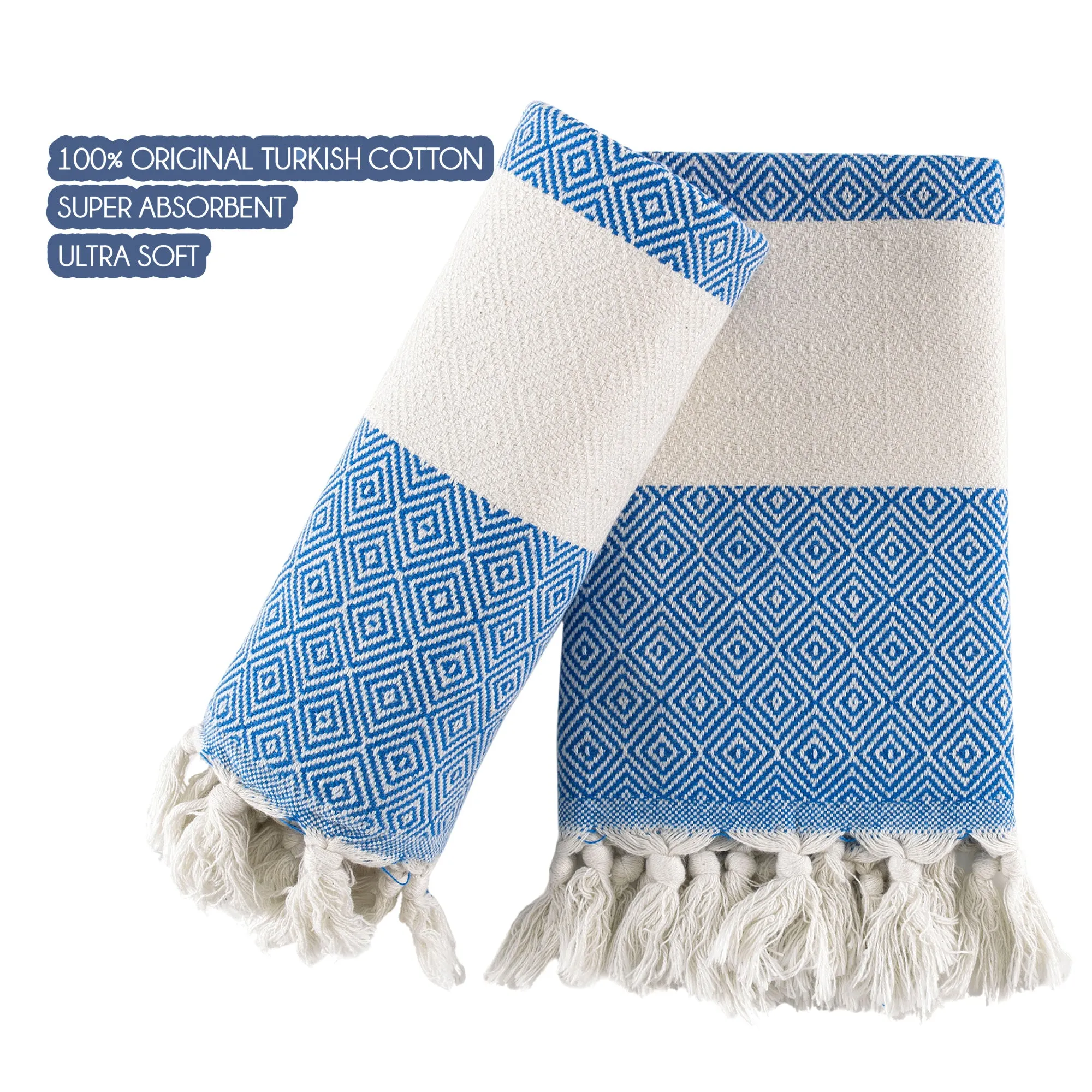 Turkish Hand Towels Set of 2 Decorative Towels for Bathroom and Kitchen - Soft, Absorbent and Quick Dry Farmhouse Towels for Hands, Hair and Face (19x39 inches)